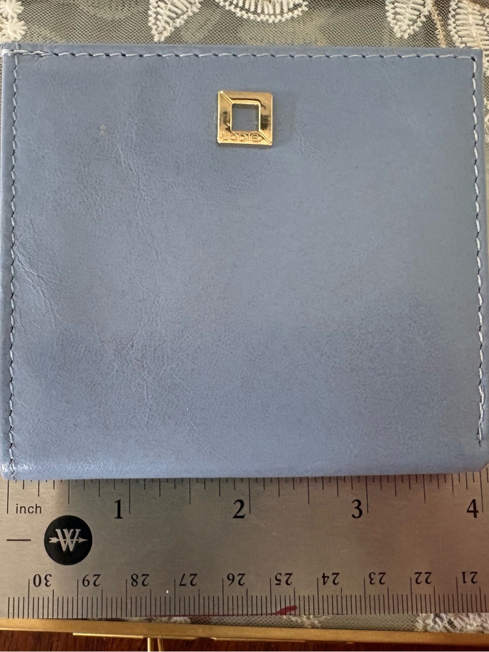Lodis Genuine Leather Compact Bifold Wallet - Periwinkle / Slate Blue - Picture 6 of 10